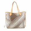Shopping bag Louis Vuitton Neverfull Limited Editions modello medio in tela monogram marrone e bianca con decori geometrici e pelle naturale - 360 thumbnail