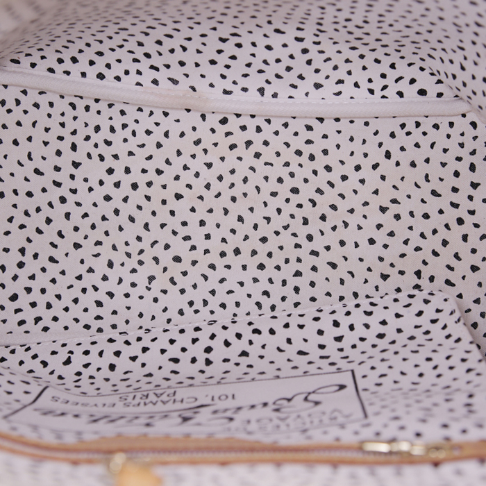 Bolso Cabás Louis Vuitton Neverfull Limited Editions modelo mediano en lona Monogram marrón y blanca y cuero natural - Detail D2