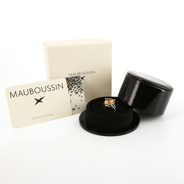 Anello Mauboussin Mes Couleurs à Toi in oro bianco, diamanti e quarzo citrino e quarzo citrino - Detail D2