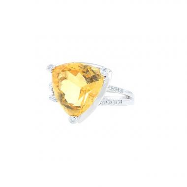 Anello Mauboussin Mes Couleurs à Toi in oro bianco,  diamanti e quarzo citrino e quarzo citrino