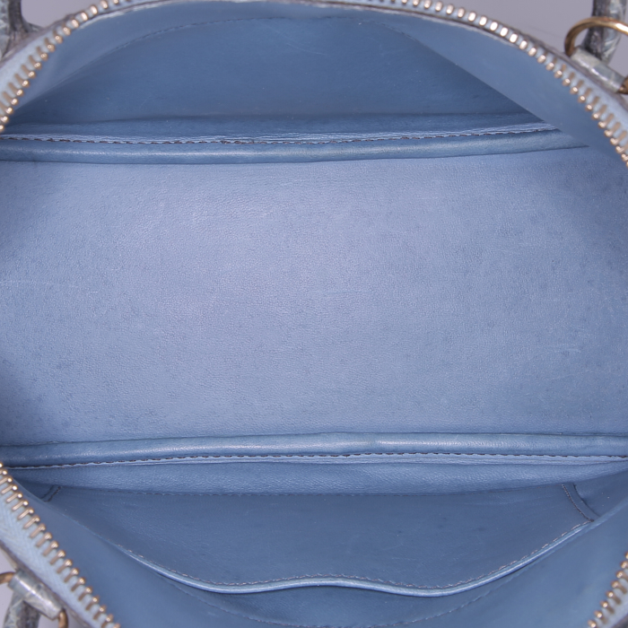 Borsa Hermes Bolide modello piccolo in coccodrillo marino blu - Detail D2