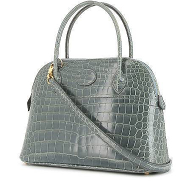 Borsa Hermes Bolide modello piccolo in coccodrillo marino blu
