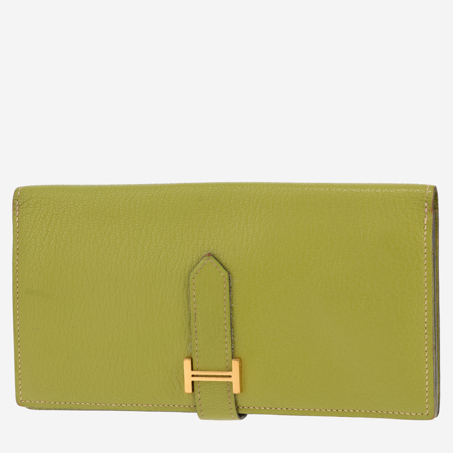 Hermès Béarn wallet in green Chartreuse goat