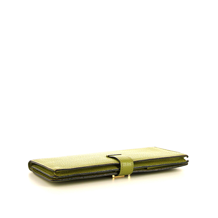 Portefeuille Hermès Béarn en chevre vert Chartreuse - Detail D4