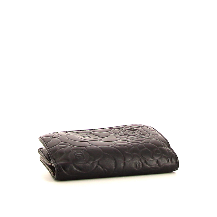 Portafogli Chanel Camelia - Wallet in pelle nera a fiori - Detail D4