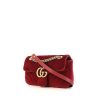 Borsa a tracolla Gucci GG Marmont mini in velluto trapuntato rosso con decori geometrici - 00pp thumbnail