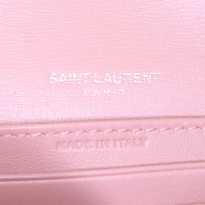 Bolso bandolera Saint Laurent Sunset mini en cuero color rosa claro - Detail D4