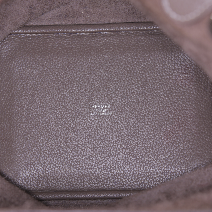 Bolso de mano Hermes Picotin modelo pequeño en cuero togo marrón etoupe - Detail D2