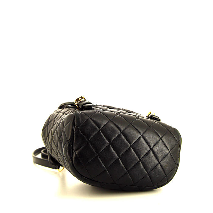 Chanel Sac à dos backpack in black quilted leather - Detail D4