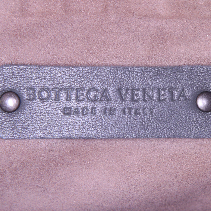 Bolso bandolera Bottega Veneta Nodini en cuero intrecciato gris - Detail D3
