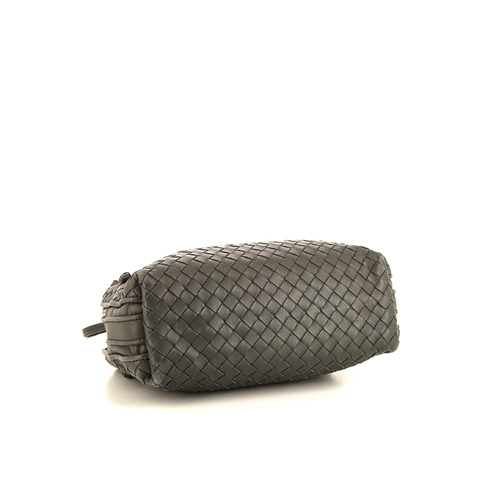 Bolso bandolera Bottega Veneta Nodini en cuero intrecciato gris - Detail D4