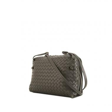 Borsa a tracolla Bottega Veneta Nodini in pelle intrecciata grigia