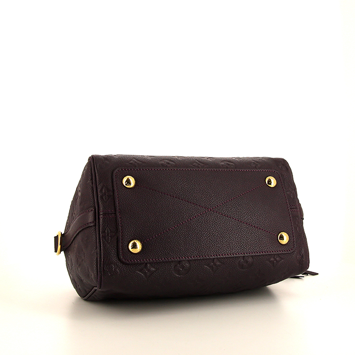 Sac bandoulière Louis Vuitton Speedy 25 cm en cuir monogram empreinte violet - Detail D5
