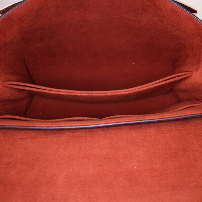 Borsa a tracolla Louis Vuitton Lockme in pelle martellata marrone nera e bianca - Detail D3