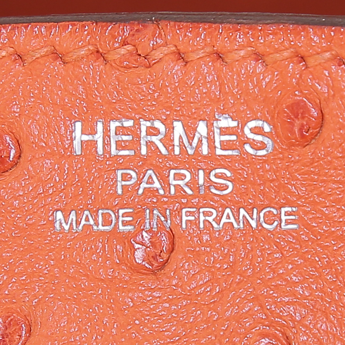Borsa Hermes Lindy in struzzo arancione - Detail D3