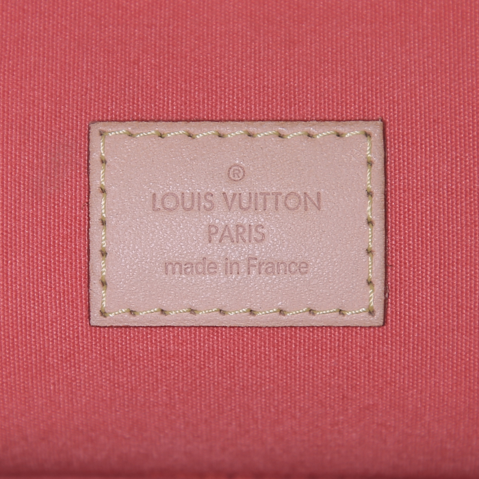 Borsa Louis Vuitton Alma modello grande in pelle verniciata monogram arancione - Detail D3