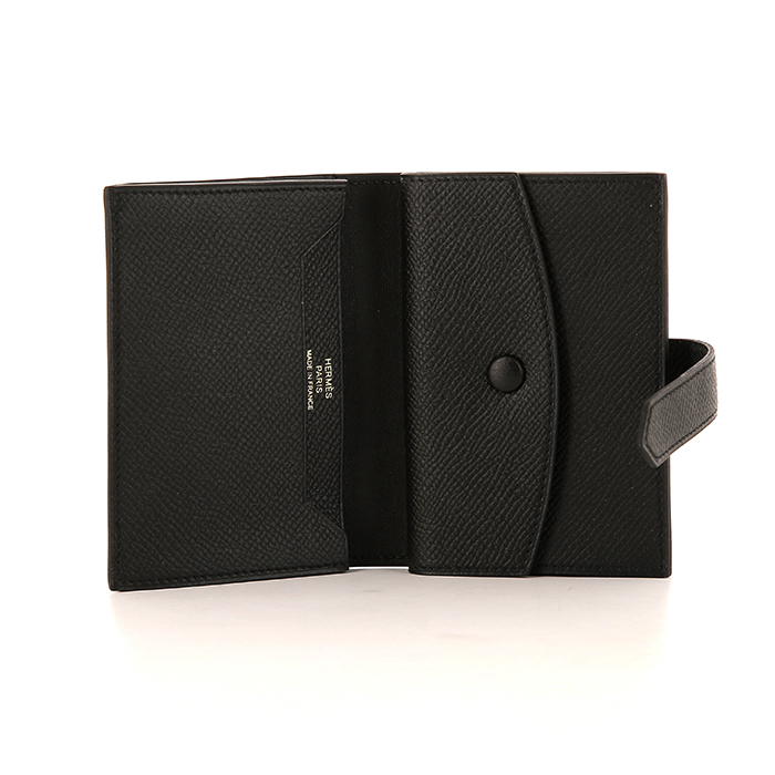 Hermès Béarn mini wallet in black epsom leather - Detail D1