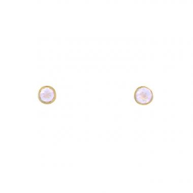 Poiray Lolita small earrings in yellow gold and pink quartz