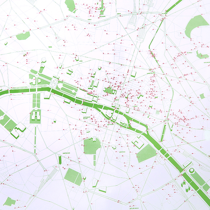 Invader, “Invasion of Paris”, map of the invasion of Paris, printed on paper, signed, dated and numbered, of 2011 - Detail D1