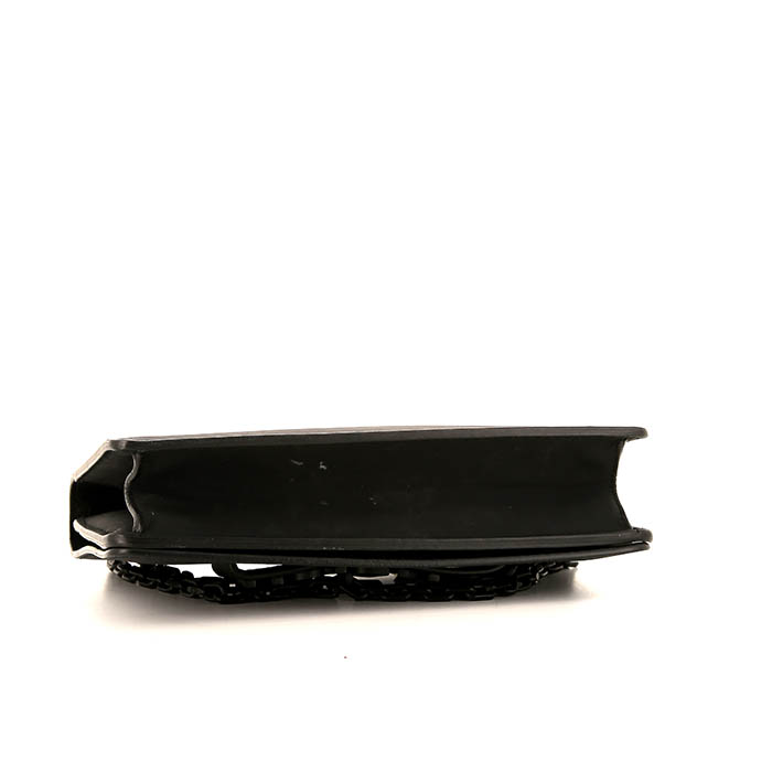 Sac bandoulière Dior J'Adior en cuir noir mat - Detail D5