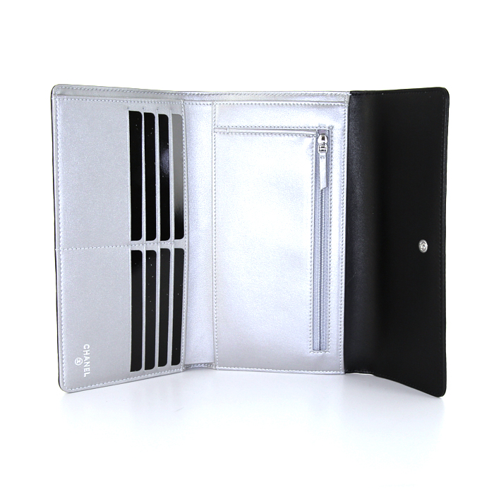 Chanel Camelia - Wallet wallet in black leather - Detail D2