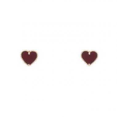 Orecchini a bottone Van Cleef & Arpels Sweet Alhambra in oro rosa e corniola