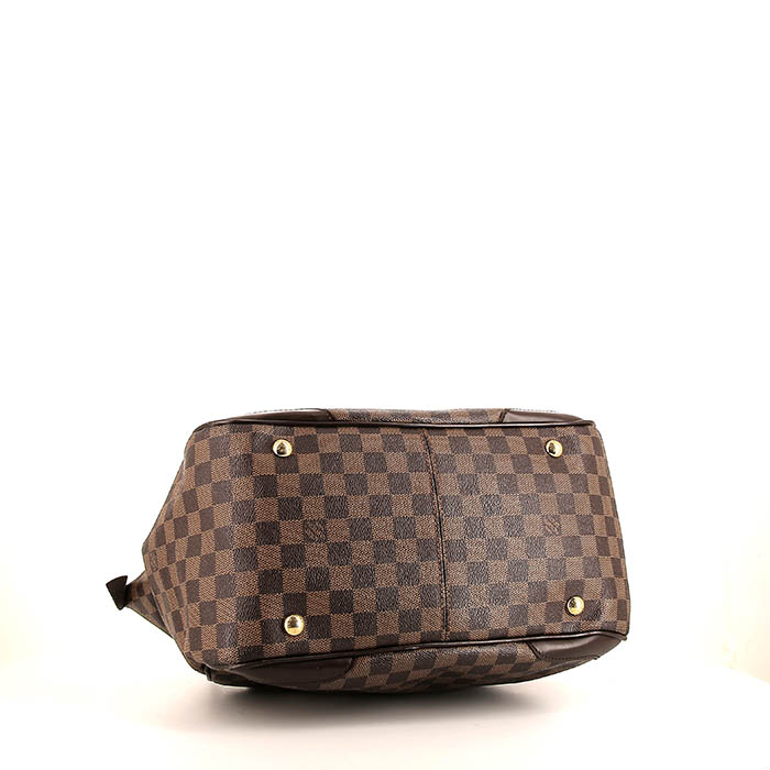 Louis Vuitton Tivoli handbag in ebene damier canvas and brown leather - Detail D4
