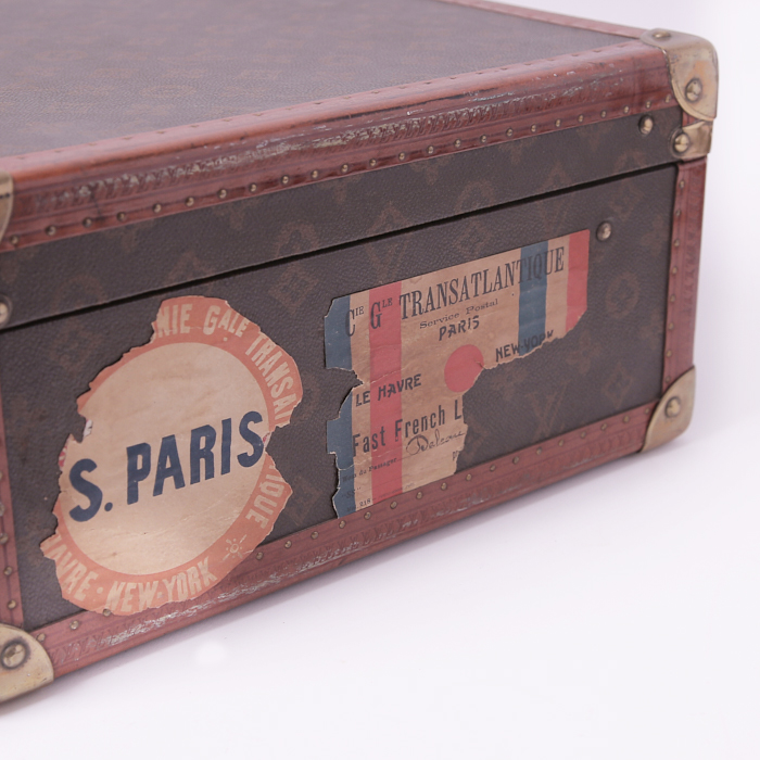 Louis Vuitton Alzer 55 suitcase in brown monogram canvas and brown lozine (vulcanised fibre) - Detail D4