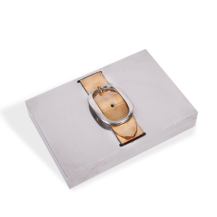 Hermès, "Loop" card box, in silver-plated and gold-plated metal, signed, from the 1980's - Detail D1