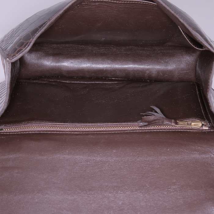 Hermes Constance handbag in brown crocodile - Detail D3
