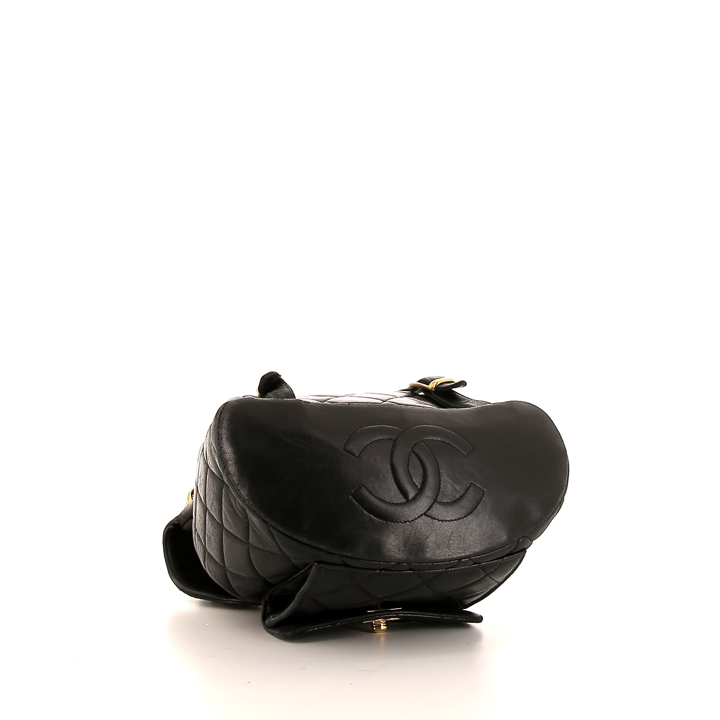 Sac à dos Chanel Sac à dos en cuir matelassé noir - Detail D4