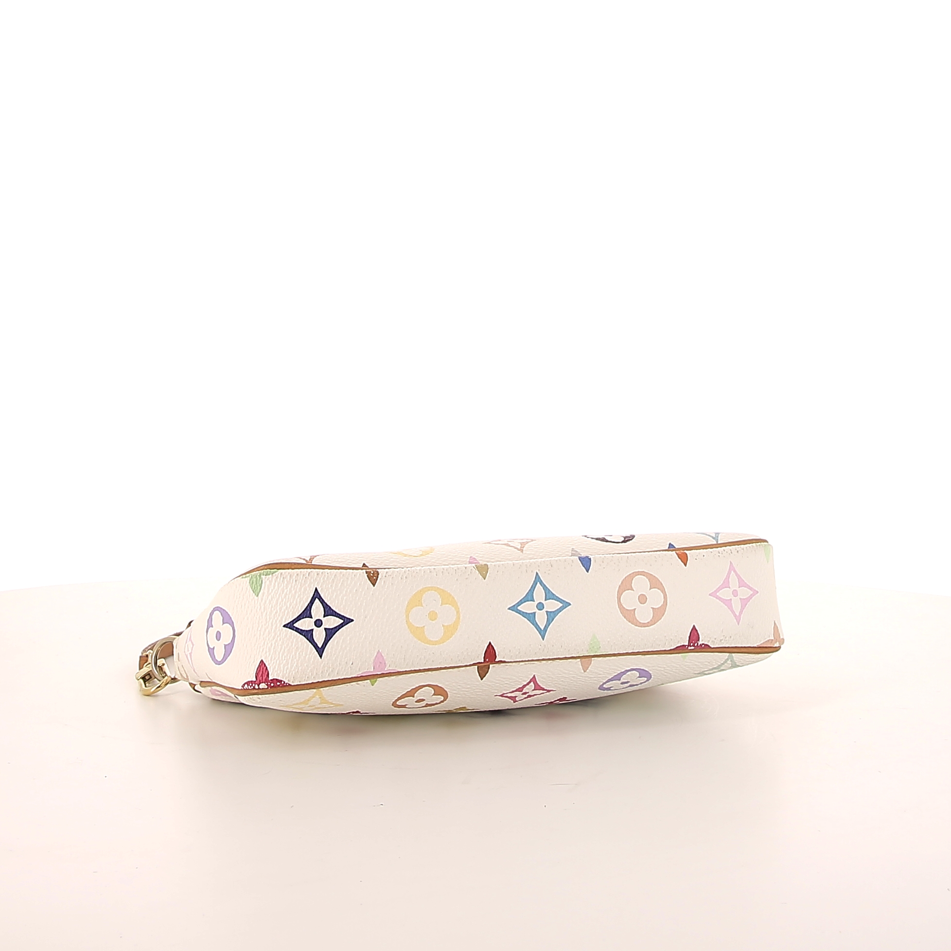 Borsa/pochette Louis Vuitton Limited Editions in tela monogram multicolore e bianca e pelle naturale - Detail D4