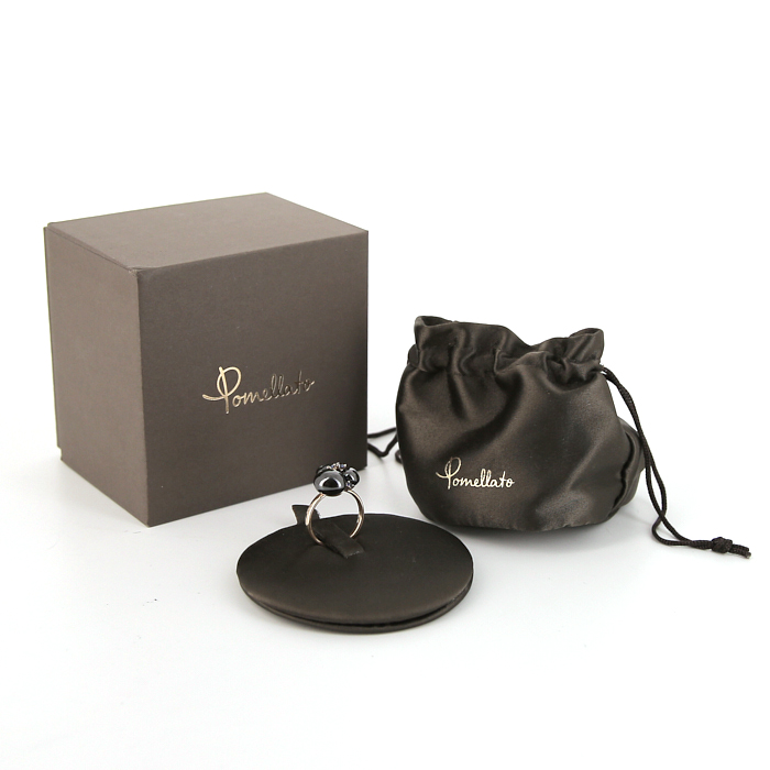 Anello Pomellato Capri modello grande in oro rosa,  ceramica nera e zaffiri - Detail D2