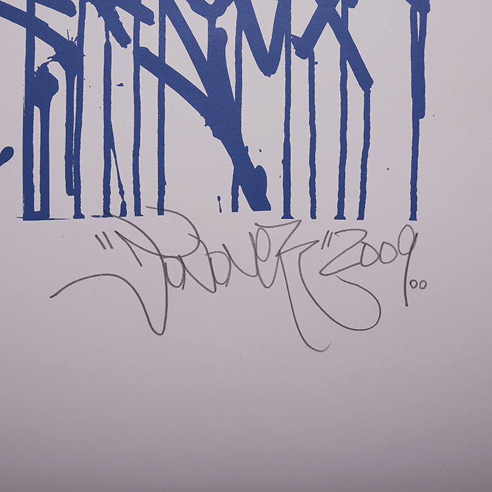 JonOne, "Urban calligraphy", sérigraphie en deux couleurs sur papier, signée, numérotée, datée et encadrée, de 2009