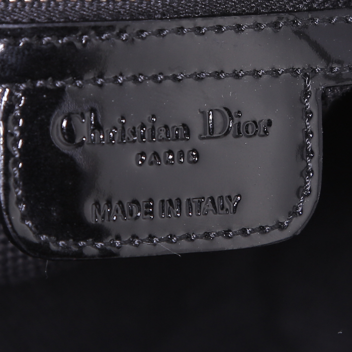 Sac à main Dior Speedy en cuir verni monogram noir - Detail D3