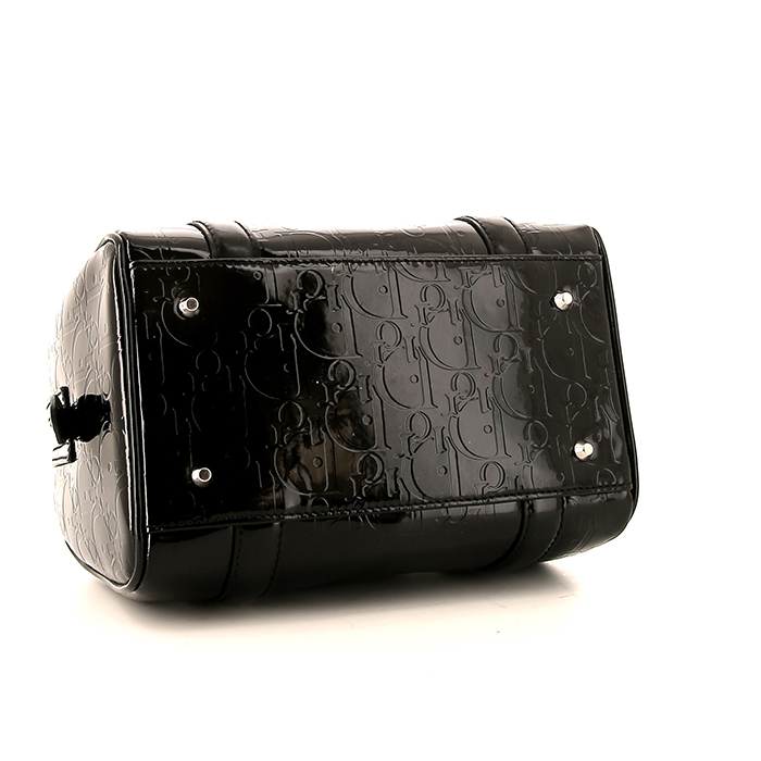 Bolso de mano Dior Speedy en charol Monogram negro - Detail D4