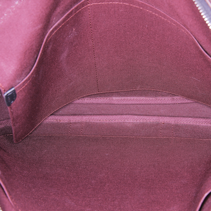 Porta-documentos Louis Vuitton Voyage modelo pequeño en lona Monogram marrón y cuero negro - Detail D2