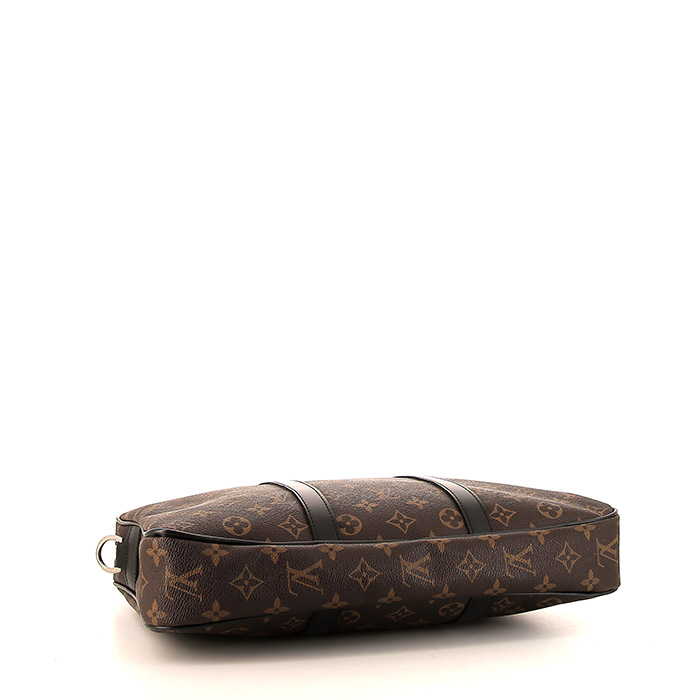 Borsa portadocumenti Louis Vuitton Voyage modello piccolo in tela monogram marrone e pelle nera - Detail D4