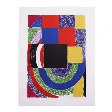 Sonia Delaunay, "Carreau noir", lithograph in colors on paper, artist proof signed, and dated, of 1969
