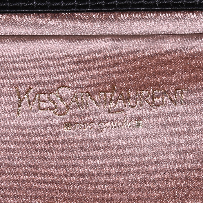 Clutch de noche Saint Laurent en satén negro - Detail D3