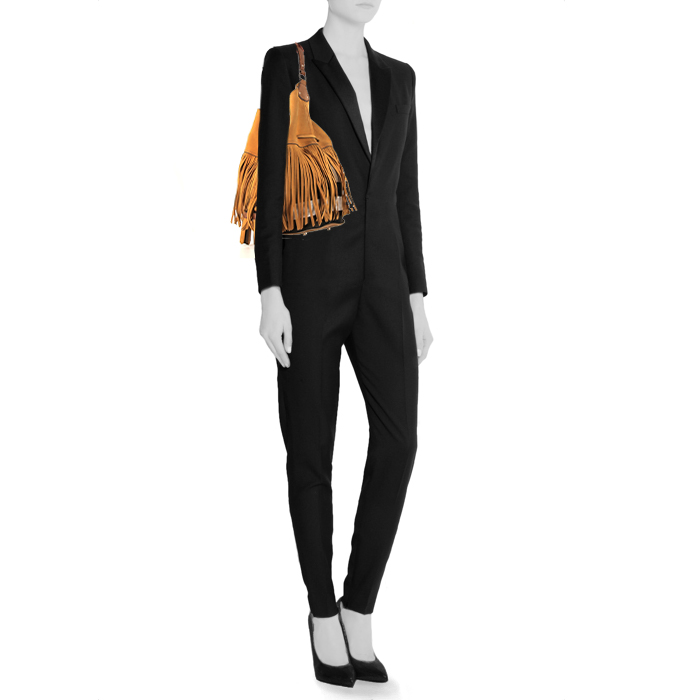 Burberry shopping bag in brown suede and Haymarket canvas - Detail D1