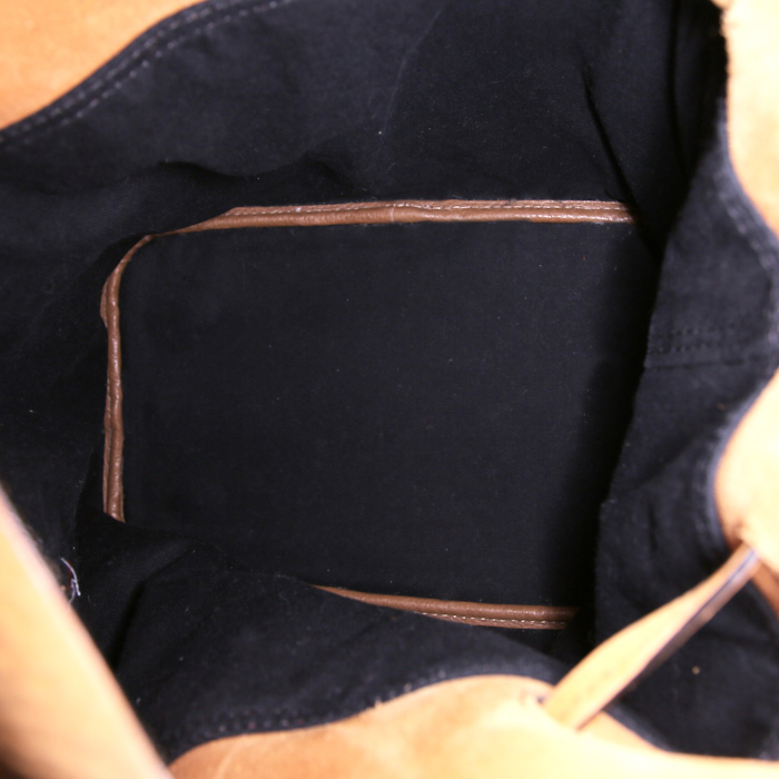 Burberry shopping bag in brown suede and Haymarket canvas - Detail D2