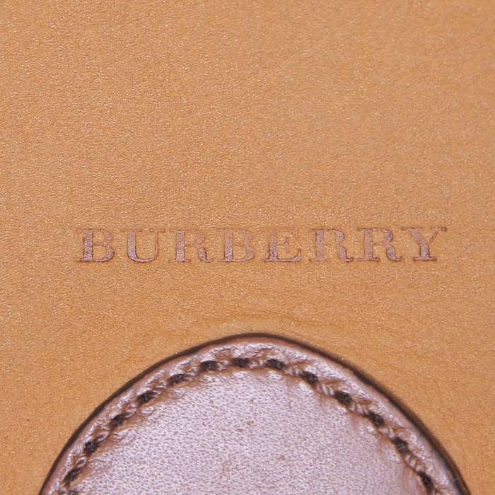 Burberry shopping bag in brown suede and Haymarket canvas - Detail D3