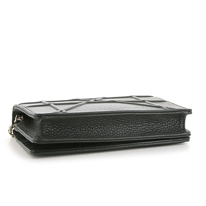 Dior Diorama Wallet on Chain handbag/clutch in green grained leather - Detail D4
