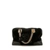 Loewe Amazona handbag in black suede and black patent leather - 360 thumbnail