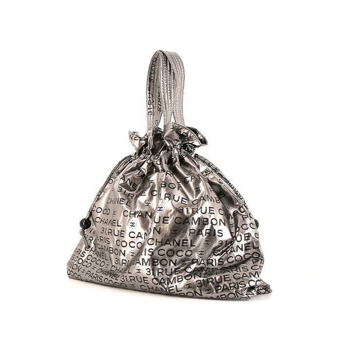 Chanel handbag in silver logo canvas - 00pp