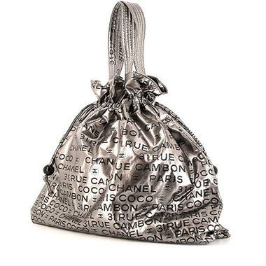 Chanel Unlimited Coco Mark Tote Bag Shoulder Nylon Silver Black