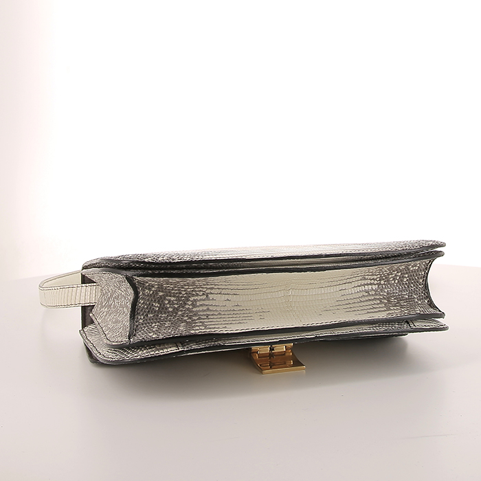 Borsa a tracolla Céline Classic Box in lucertola beige - Detail D4