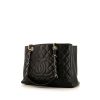 Chanel Shopping GST bag worn on the shoulder or carried in the hand in black quilted grained leather - 00pp thumbnail