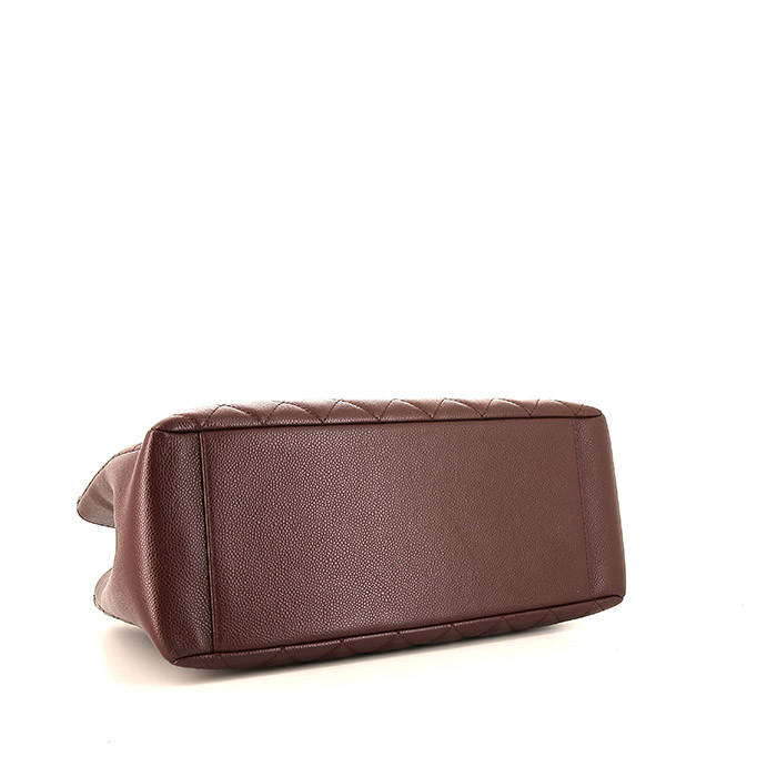 Shopping bag Chanel Shopping GST in pelle martellata e trapuntata bordeaux - Detail D4